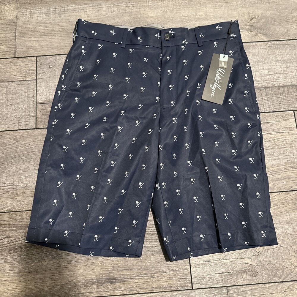 Walter Hagen Golf Shorts Mens Perfect 11 Palm Club Print Navy 30 NWT MGA14188